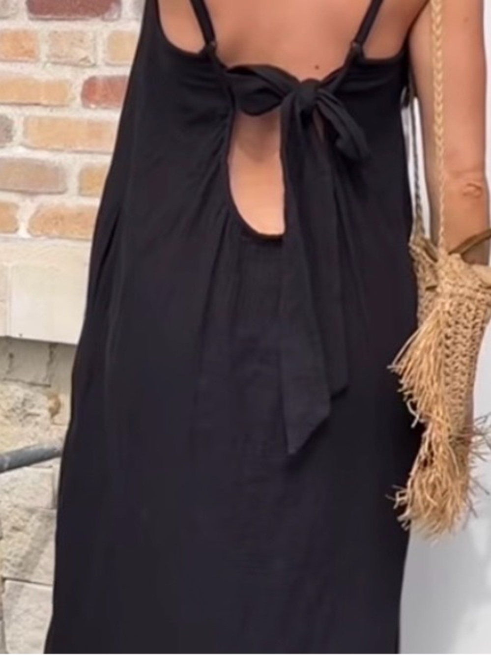 Sol Angeles Gauze Cotton Maxi Dress XS/S Black Pockets Coastal Boho Minimalist - Picture 3 of 4